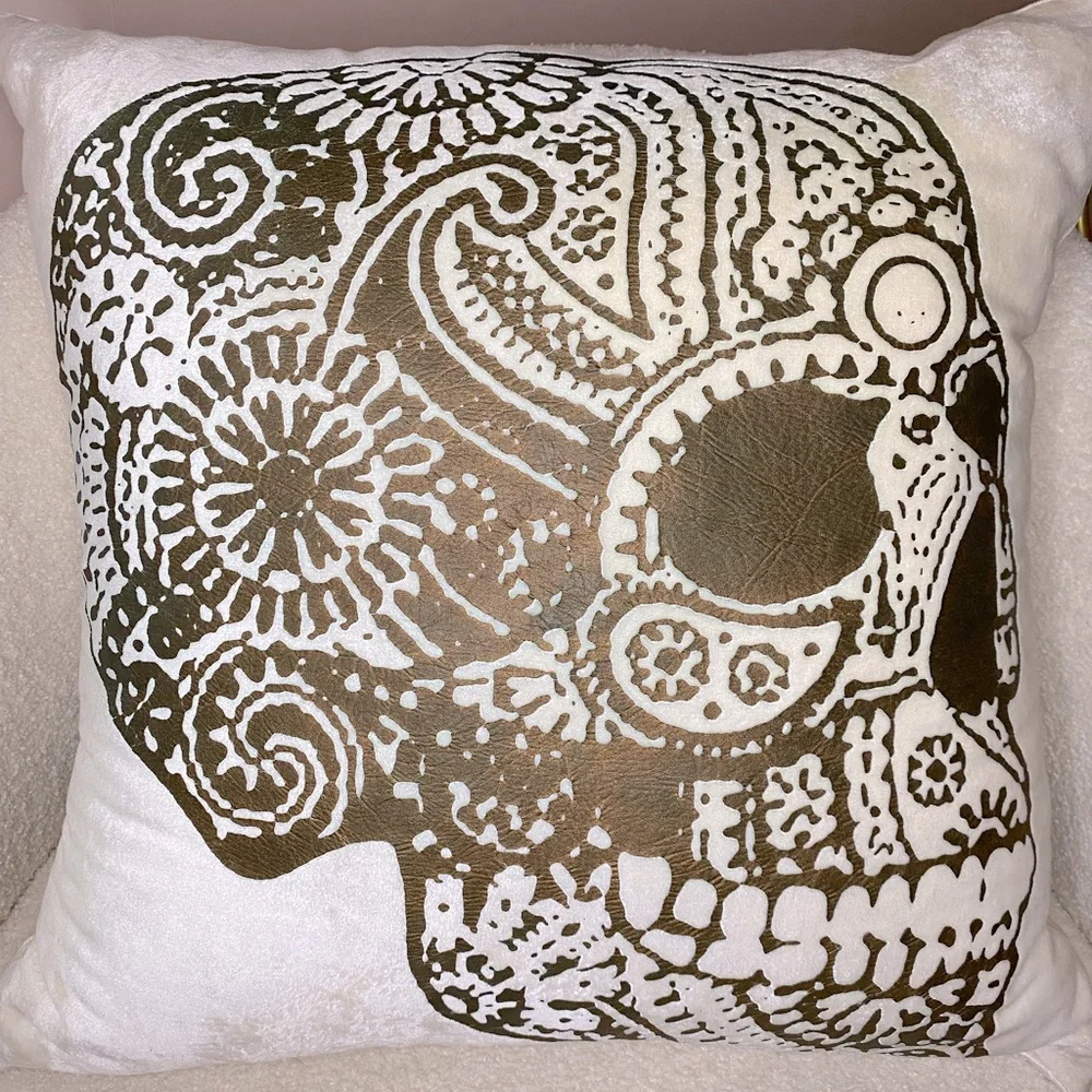 Z Gallerie Velvet Skull Pillow 💀